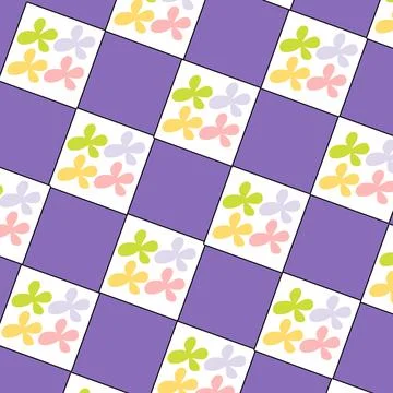Seamless geometric pattern featuring pastel flowers Stock Illustration