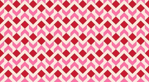 Seamless geometric pattern featuring pink and red diamonds intertwined with.. Illustrazione stock