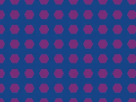 Seamless geometric pattern featuring purple hexagons on a dark blue backgro.. Illustrazione stock