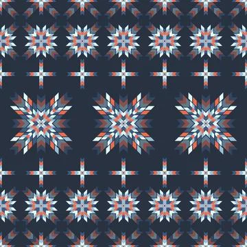 Seamless geometric pattern featuring stylized Native American star and cross Illustrazione stock