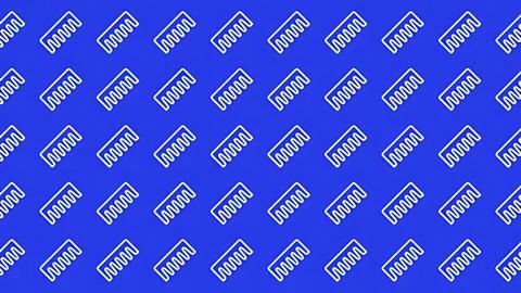 Seamless geometric pattern featuring white wavy line icons on bright blue b.. Illustrazione stock