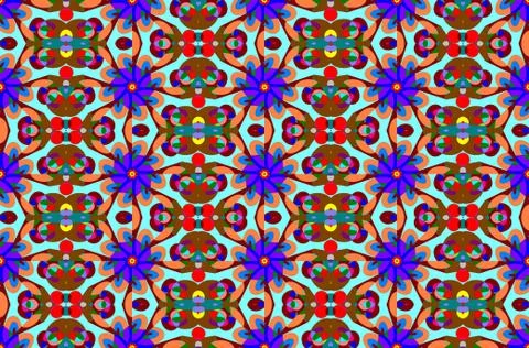 Seamless geometric pattern with flowers. Stockillustratie