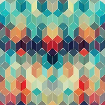 Seamless geometric pattern with geometric shapes, rhombus, colorful zigzags,  Stock Illustration