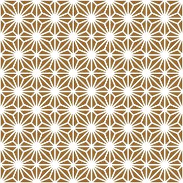 Seamless geometric pattern in golden and white.Japanese style Kumiko. Stock Illustration