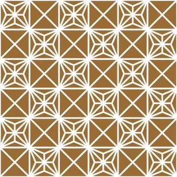 Seamless geometric pattern in golden and white.Japanese style Kumiko. Stock Illustration