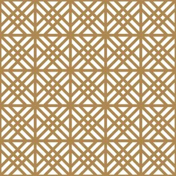 Seamless geometric pattern in golden and white.Japanese style Kumiko. Stock Illustration