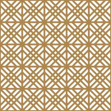 Seamless geometric pattern in golden and white.Japanese style Kumiko. Stock Illustration