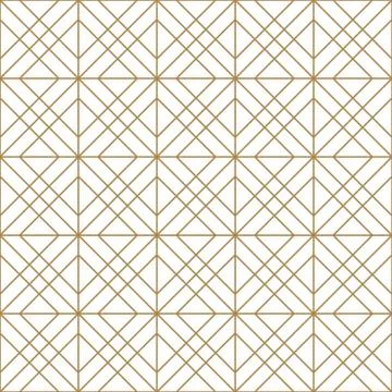 Seamless geometric pattern in golden and white.Japanese style Kumiko. Stock Illustration