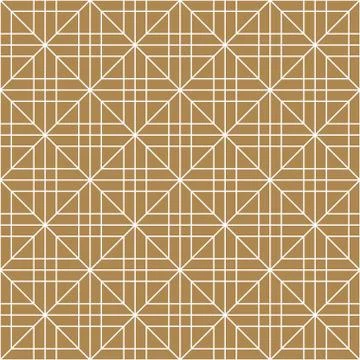 Seamless geometric pattern in golden and white.Japanese style Kumiko. Stock Illustration