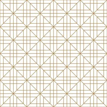 Seamless geometric pattern in golden and white.Japanese style Kumiko. Stock Illustration