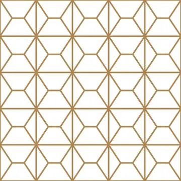 Seamless geometric pattern in golden and white.Japanese style Kumiko. Stock Illustration