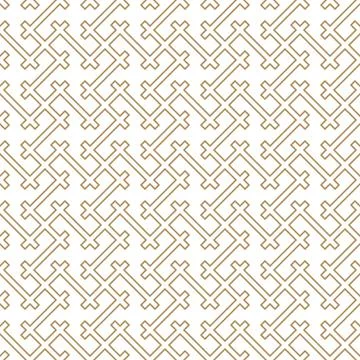 Seamless geometric pattern in golden and white.Japanese style Kumiko. Stock Illustration