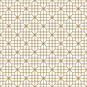 Seamless geometric pattern in golden and white.Japanese style Kumiko. Stock Illustration