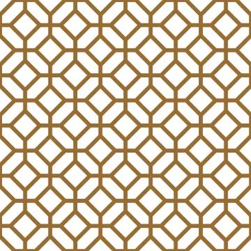 Seamless geometric pattern in golden and white.Japanese style Kumiko. Stock Illustration