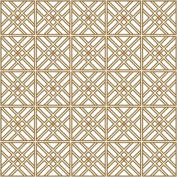 Seamless geometric pattern in golden and white.Japanese style Kumiko. Stock Illustration