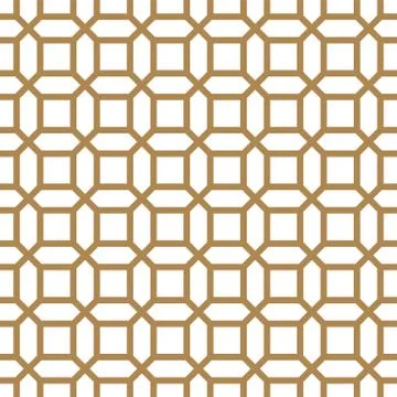 Seamless geometric pattern in golden and white.Japanese style Kumiko. Stock Illustration