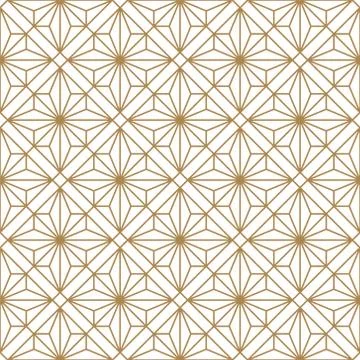 Seamless geometric pattern in golden and white.Japanese style Kumiko. Stock Illustration