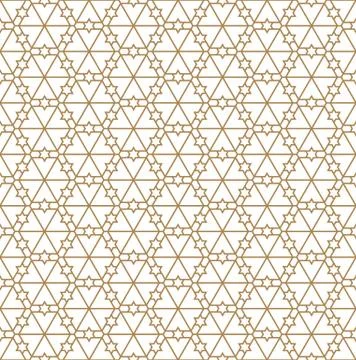 Seamless geometric pattern in golden geometric lines. Stock Illustration