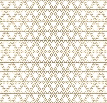 Seamless geometric pattern in golden geometric lines. Stock Illustration