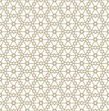 Seamless geometric pattern in golden geometric lines. Stock Illustration