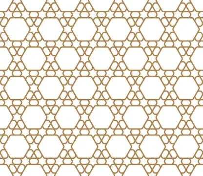 Seamless geometric pattern in golden geometric lines. Stock Illustration