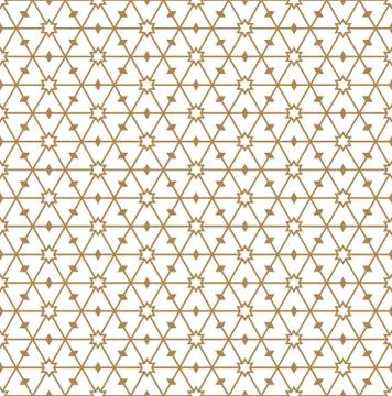 Seamless geometric pattern in golden geometric lines. Stock Illustration