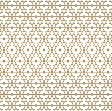 Seamless geometric pattern in golden geometric lines. Stock Illustration