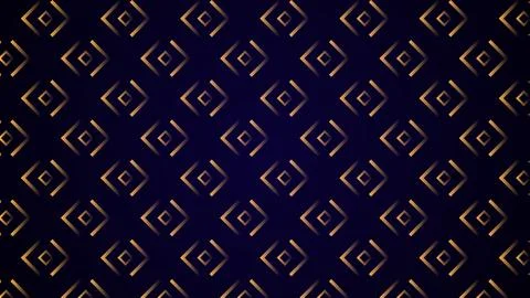 Seamless Geometric Pattern with Golden Rhombus on Dark Blue Background Stock Illustration