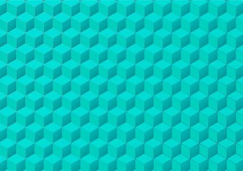 Seamless geometric pattern green isometric squares abstract background Stock Illustration