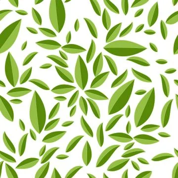 Seamless geometric pattern, green leaves on white background Stock Illustration