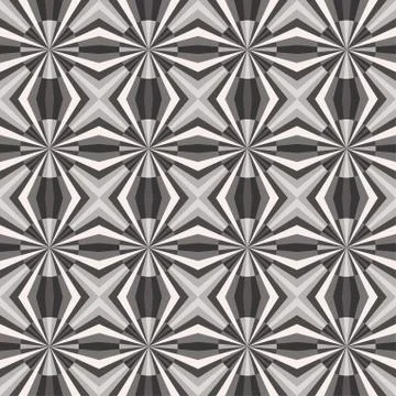 Seamless geometric pattern with grey, gray stars or cross. Stock Illustration