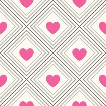Seamless geometric pattern with hearts.  illustration Stock Illustration