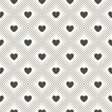 Seamless geometric pattern with hearts. Vector illustration Stock Illustration