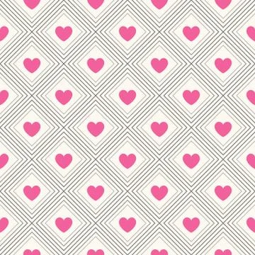 Seamless geometric pattern with hearts. Vector illustration Stock Illustration