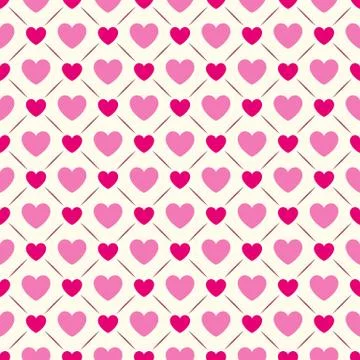 Seamless geometric pattern with hearts. Vector illustration Stock Illustration