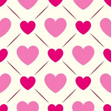 Seamless geometric pattern with hearts. Vector illustration Stock Illustration