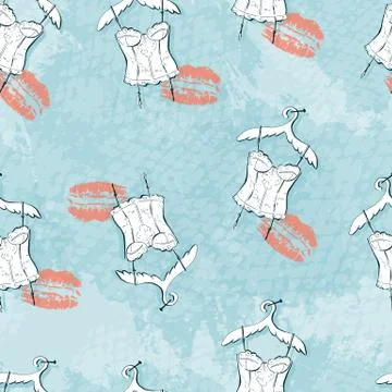 Seamless geometric pattern with hearts. Vector repeating texture Stock Illustration