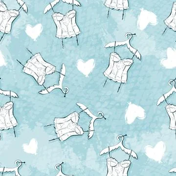 Seamless geometric pattern with hearts. Vector repeating texture Stock Illustration
