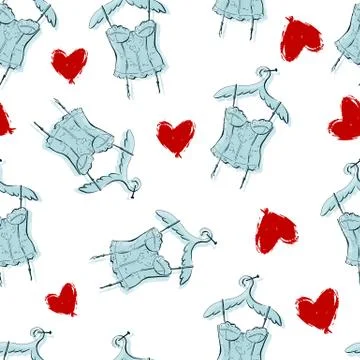 Seamless geometric pattern with hearts. Vector repeating texture Stock Illustration