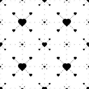 Seamless geometric pattern with hearts. Vector repeating texture Stock Illustration