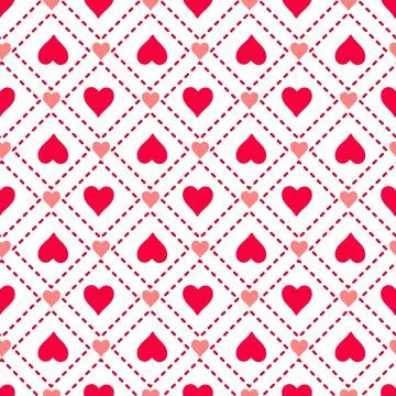 Seamless geometric pattern of hearts on a white background. Original ornament Stock Illustration