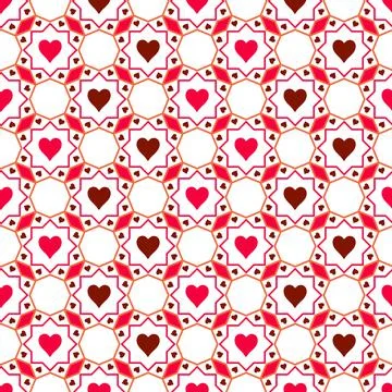 Seamless geometric pattern of hearts on a white background. Original ornament Stock Illustration