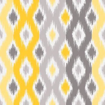Seamless geometric pattern, ikat fabric style. Stock Illustration