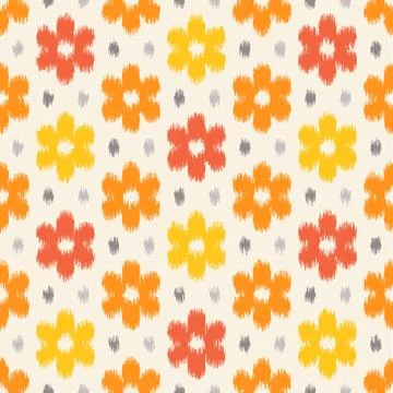 Seamless geometric pattern, ikat fabric style. Stock Illustration