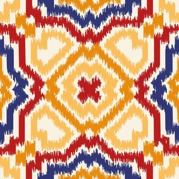 Seamless geometric pattern, ikat fabric style. Illustrazione stock