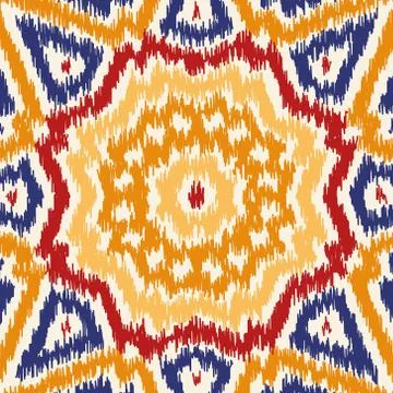 Seamless geometric pattern, ikat fabric style. Stock Illustration