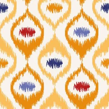 Seamless geometric pattern, ikat fabric style. Stock Illustration