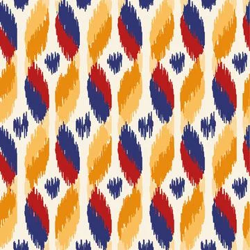 Seamless geometric pattern, ikat fabric style. Stock Illustration