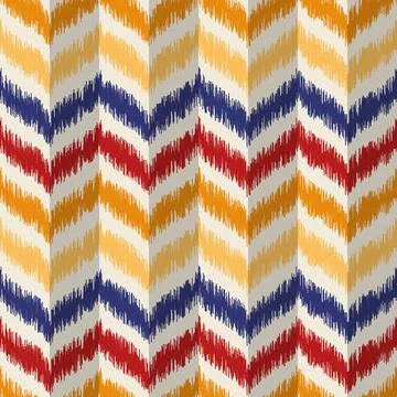 Seamless geometric pattern, ikat fabric style. Stock Illustration