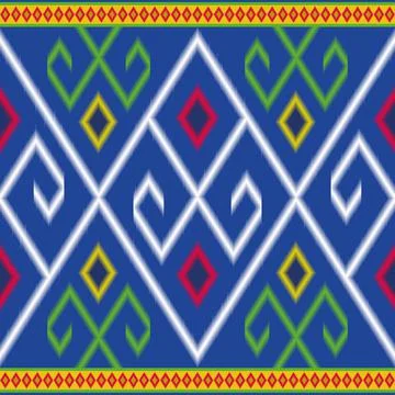 Seamless geometric pattern image, ikat fabric style. Stock Illustration